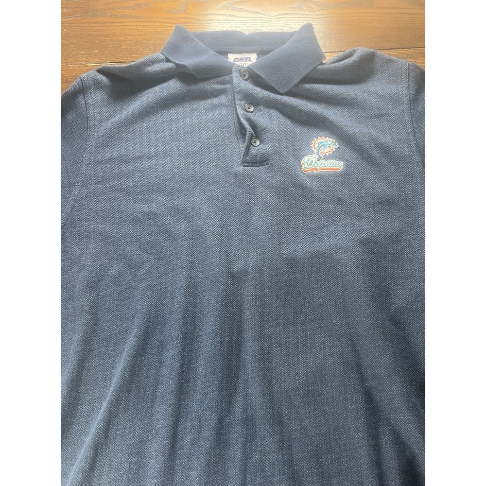 Vintage CSA Miami Dolphins 90's Men's Blue Polo Medium